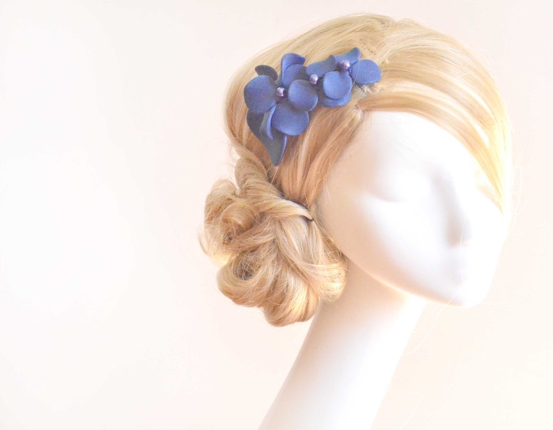 Mini fascinateur bleu marine, alternative au chapeau, fascinateurs de demoiselles d'honneur, accessoire de cheveux de mariage image 3