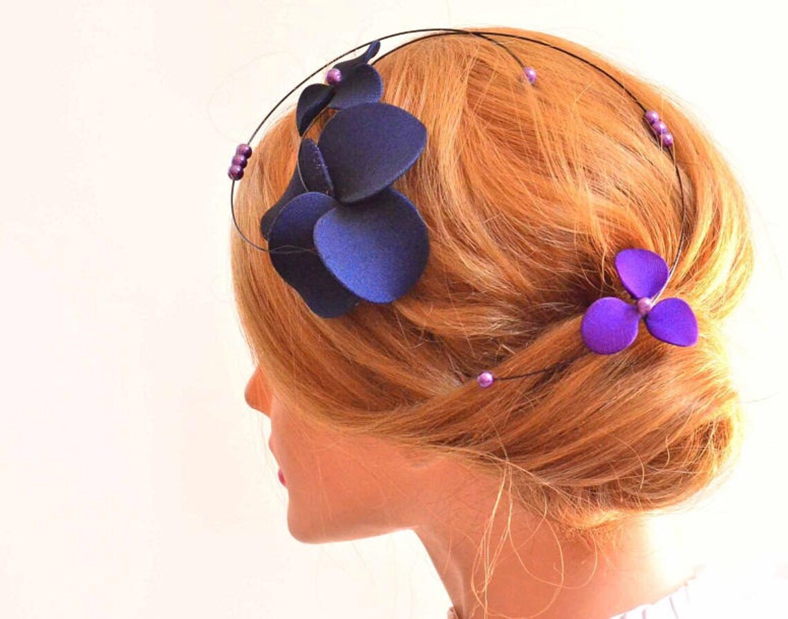 Navy Blue and Gold Fascinator Modern Fascinator Navy Blue Etsy