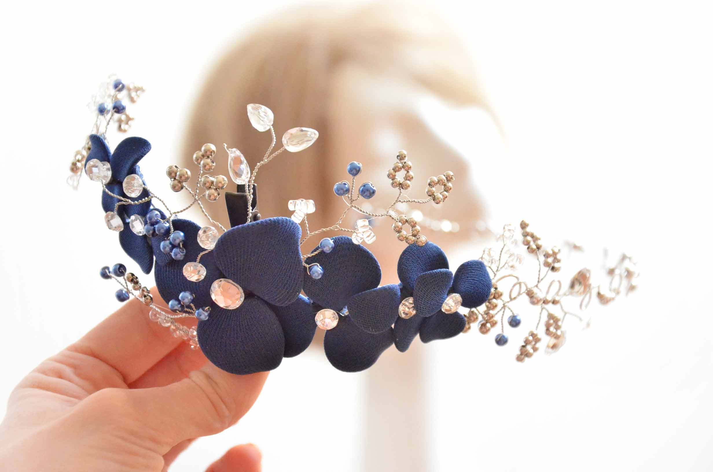 Beaded Headband Floral Embellished Blue Statement Hair Accessory NWT Amazon.com : Atoden Knotted Headbands with Pearl Rhinestone  main image 3