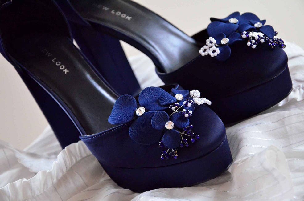 Navy Blue Shoe Clips Bridal Shoes Bridesmaid Shoe Clips Bridal Etsy UK