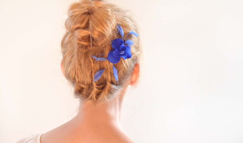 Royal Blue Feather Hair Clip Bridal Feather Clip Wedding Etsy