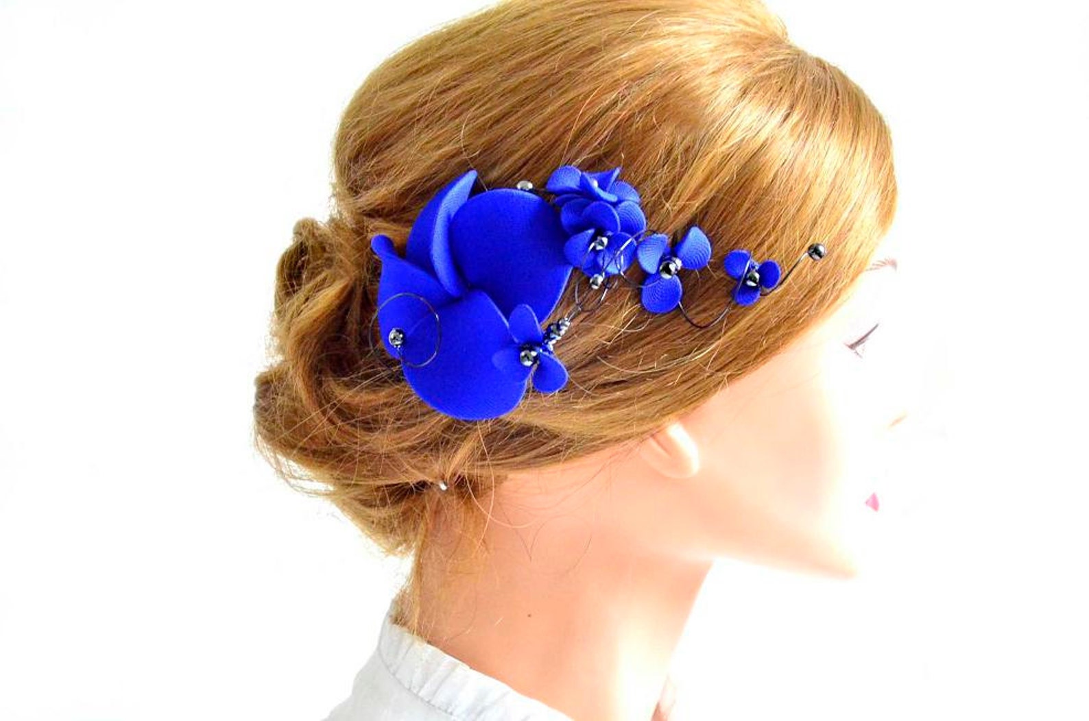 Large Blue Hair Clip - Statement Piece for Your Hair - wide 1