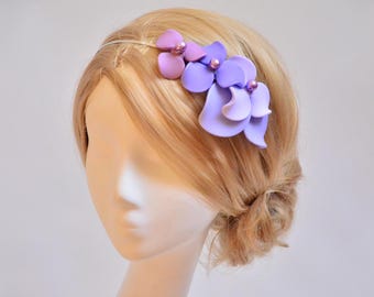 Lilac Flower Headpiece with Pearls – Lavender Bridal Hair Clip or Comb, Custom Wedding Fascinator