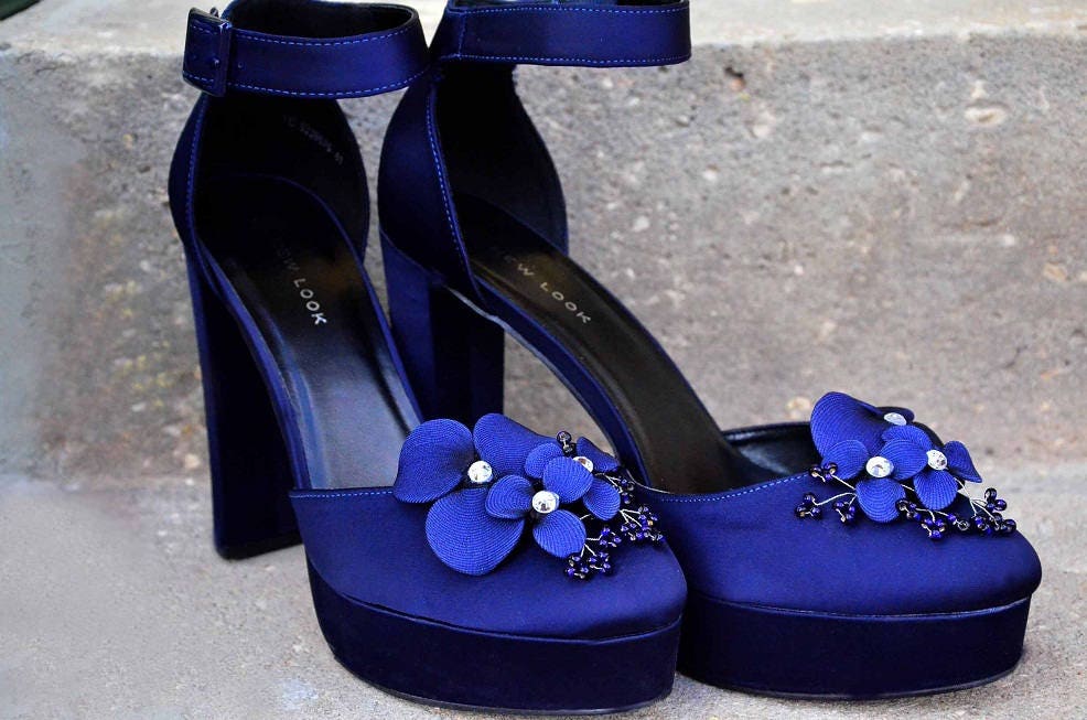 Navy Blue Shoe Clips Bridal Shoes Bridesmaid Shoe Clips Bridal Etsy UK