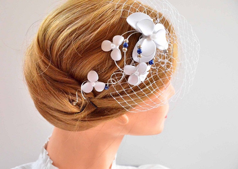 Gray and Silver Fascinator Veil Birdcage Veil Clip Bridal Veil Etsy