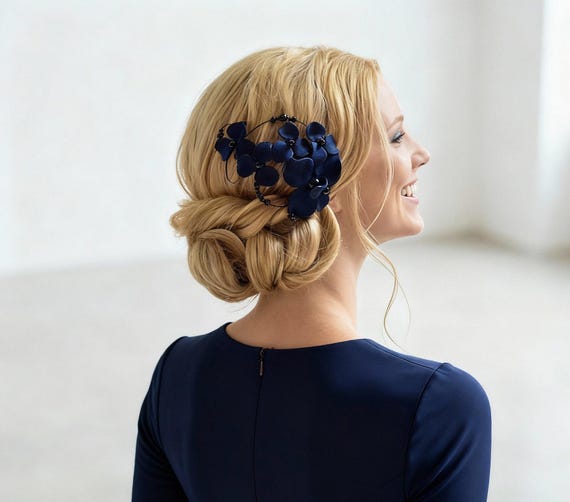 Handcrafted Blue Floral Hair Accessory Amazon.com : 1 pcs Rabithenn Blue Lotus Flower Hairpin  main image 2