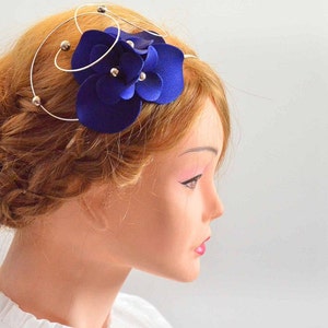 Cobalt blue headband  Fascinator headband Royal blue fascinator headband Bridesmaids fascinator Flower girl headband