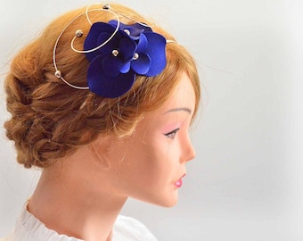 Cobalt blue headband  Fascinator headband Royal blue fascinator headband Bridesmaids fascinator Flower girl headband