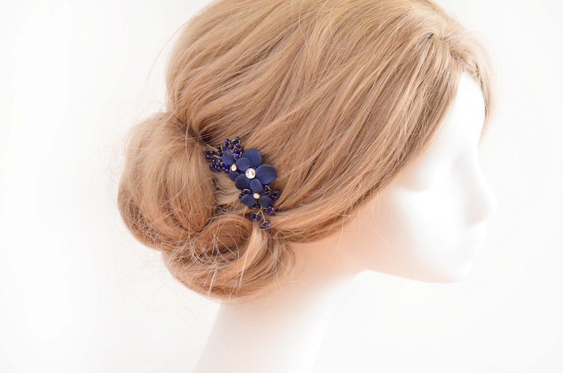 Mini Decorative Hair Comb Navy and Gold Mini Hair Comb Navy Etsy