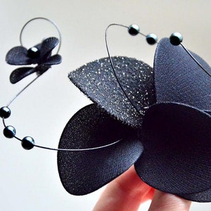 Navy blue orchid mini fascinator clip, Bridesmaid floral hair piece, Bridesmaids gifts image 6