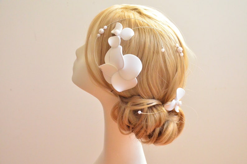 Simple mint fascinator, Unique hair decoration, Wedding hair flower, Unique hat alternative, Bridesmaids hair accessory image 3