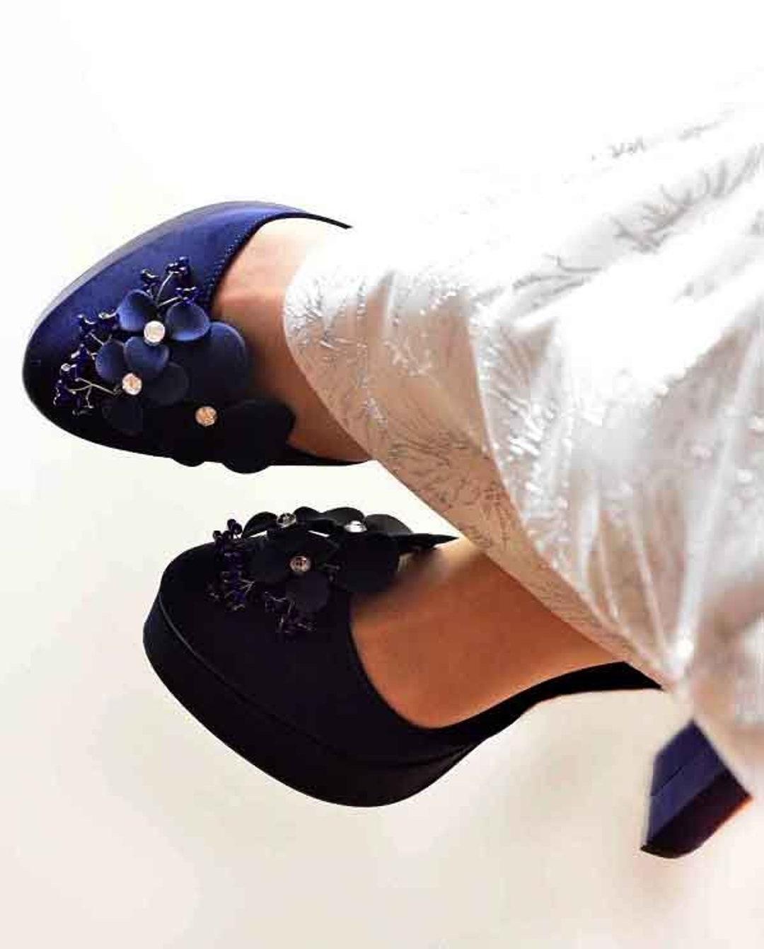 Navy Blue Shoe Clips Bridal Shoes Bridesmaid Shoe Clips Bridal Flower for Shoe Shoe Clips