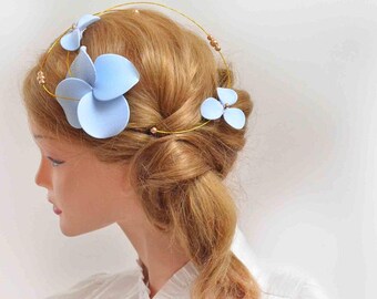 Pale blue fascinator headband Pale blue fascinator Classy headband  Modern fascinator Bridesmaid hair Fascinator headband