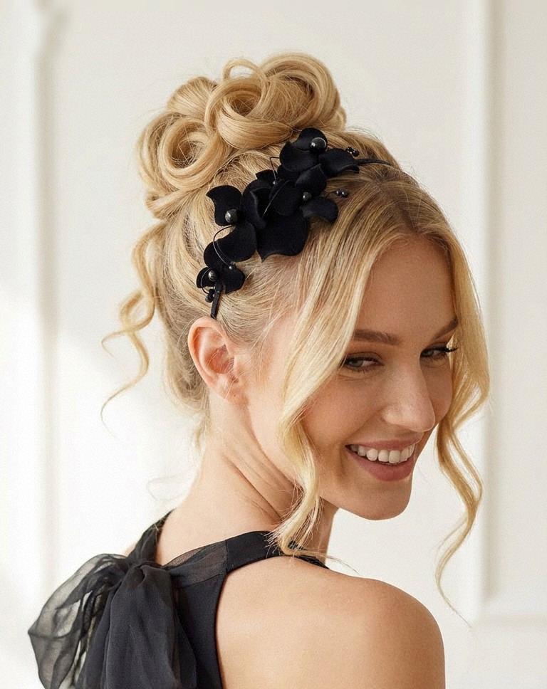 Kentucky DrbyBlack felt oversized rosette headband Headband Piece Flower Kentucky Derby - Etsy main image 4