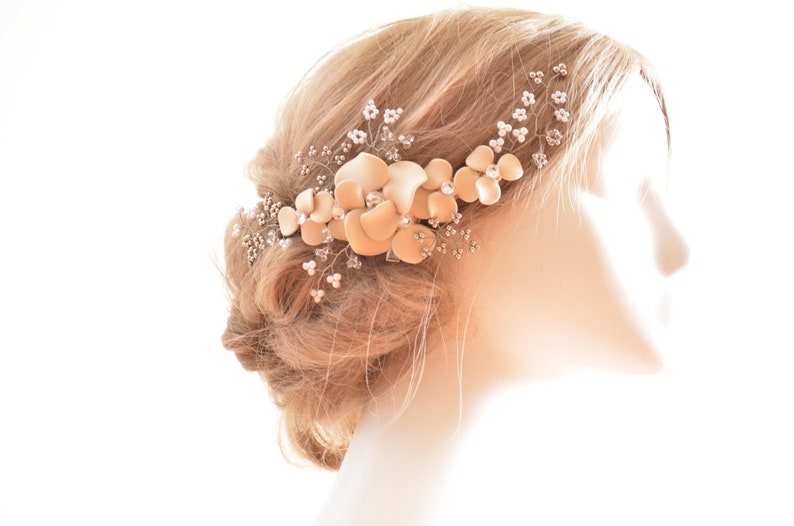 Wedding headpiece Wedding hair accessory, Bridal head piece Yellow hair piece White hair piece Yellow headpiece Pearl hair clip