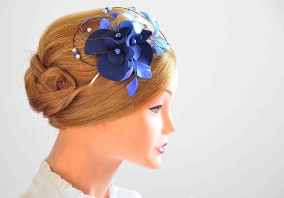 Dosering mengen Eigenaardig Navy Fascinator Headband Navy Blue and Pale Blue Fascinator - Etsy