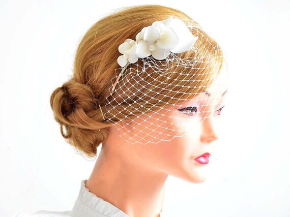 Petite Birdcage Veil With Headpiece Bridal Hair Clip With Mini Etsy