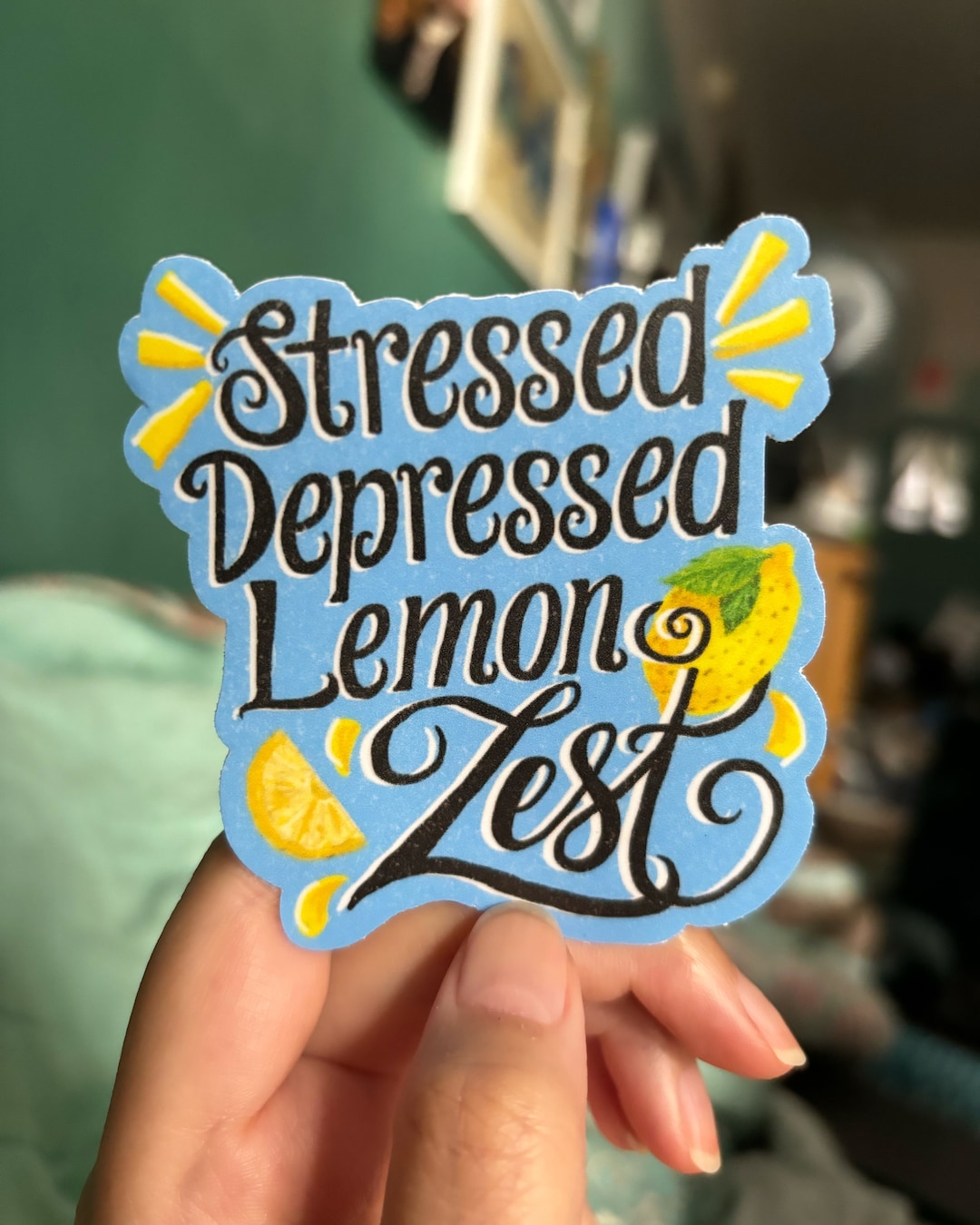 Stressed Depressed Lemon Zest Sticker, Funny Mental Health Gift - Etsy