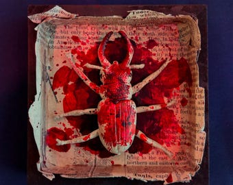 Bloody Bug Miniatur OOAK Mixed Media Skulptur Schaukasten
