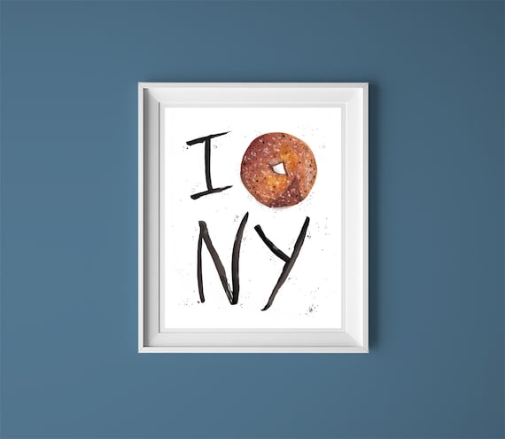 I Everything Bagel NY 8x10 Illustration Print