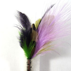 Handmade FEATHER BOUTONNIERE #7 Gold Tone Accent Men Women Wedding Coat Blazer Suit Lapel