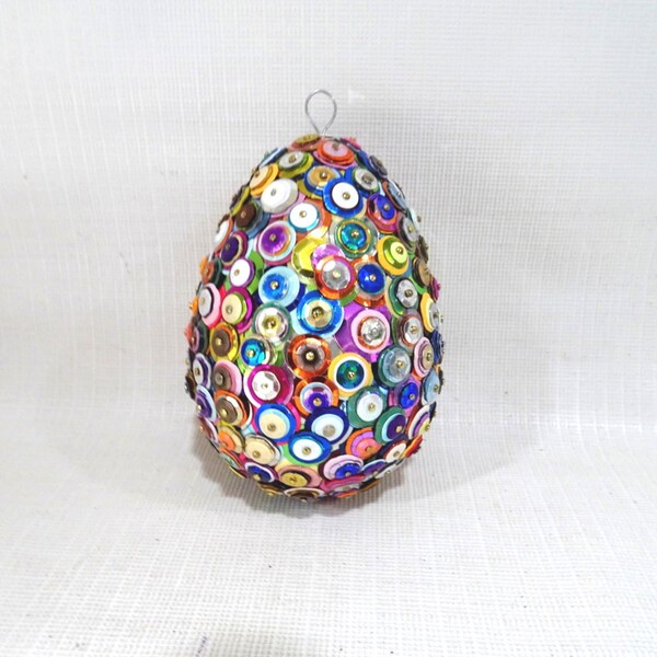 1 Handmade Sequin EGG ORNAMENT Kaleidoscoipe Multi-Color NEW Easter Springtime Home Decor