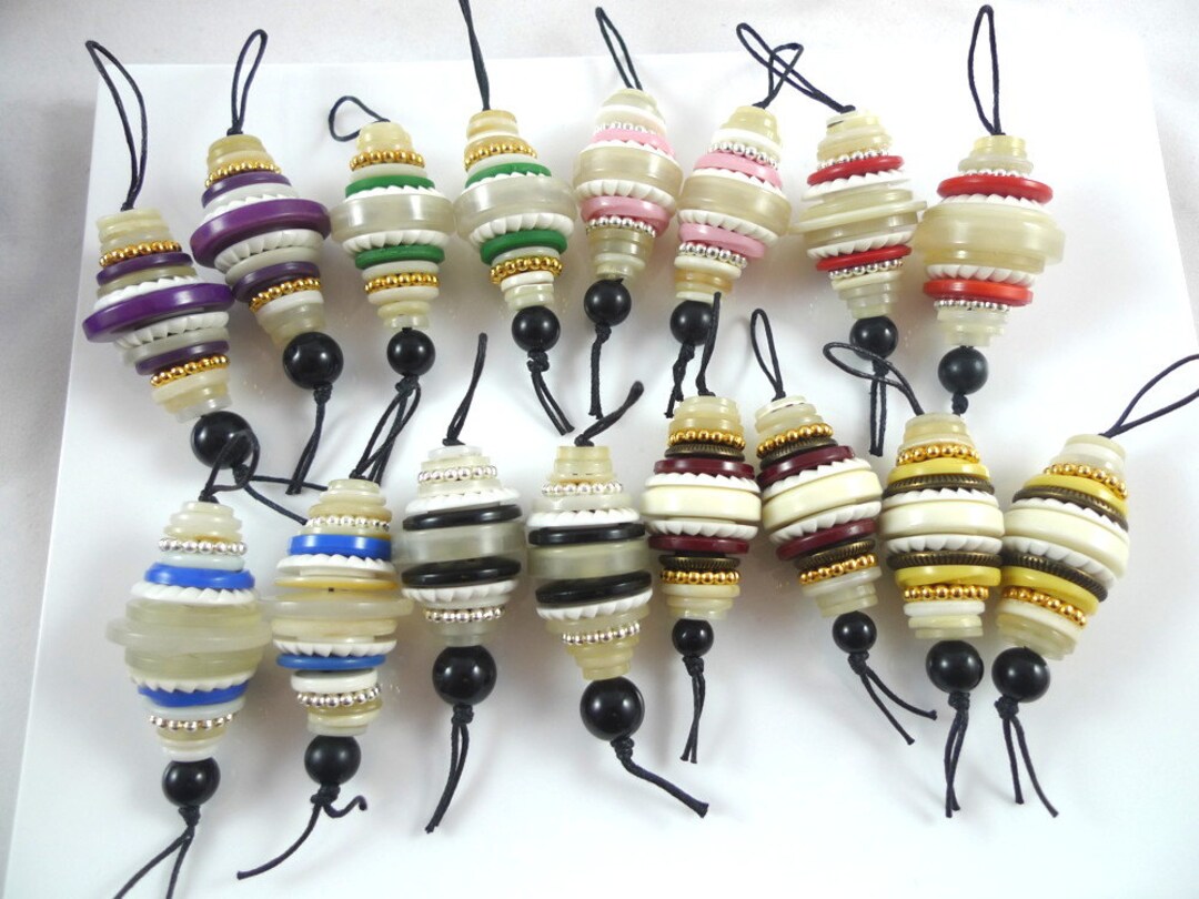 2 Handmade Button and Bead Keychains Stacked Key Chain Handbag Charm - Etsy