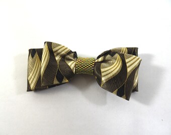 1 Handmade Women's DOUBLE BOWTIE PIN Brooch #10 Silk Pin Back Clasp