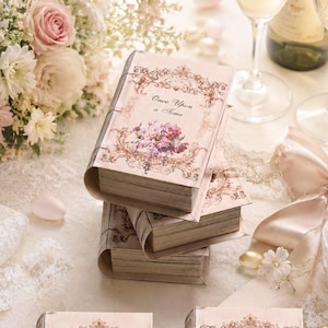 20 Scatole regalo personalizzate a forma di libro • Bomboniere floreali romantiche per matrimoni • Bomboniere per baby shower, addio al nubilato, ricordo per feste