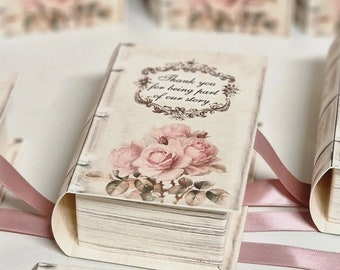 50 personalized floral book boxes wedding favor boxes / gift boxes / shower boxes like old styled books (empty boxes)