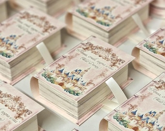 50 Personalized Book Favor Boxes • Stylish Baby Shower, Bachelorette, Party gift, Vintage Wedding Bomboniere