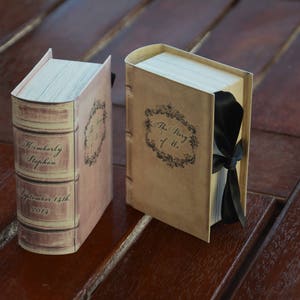 10 personalized unique wedding favor boxes / gift boxes / shower boxes like old styled books empty boxes image 9