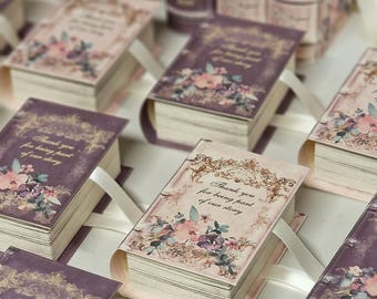 100 Personalized Book Favor Boxes • Stylish Baby Shower, Bachelorette, Party gift, Vintage Wedding Bomboniere
