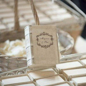 100 Personalized Book Favor Boxes • Vintage Wedding Bomboniere • Bridal Shower, Bachelorette, Unique Party Gift
