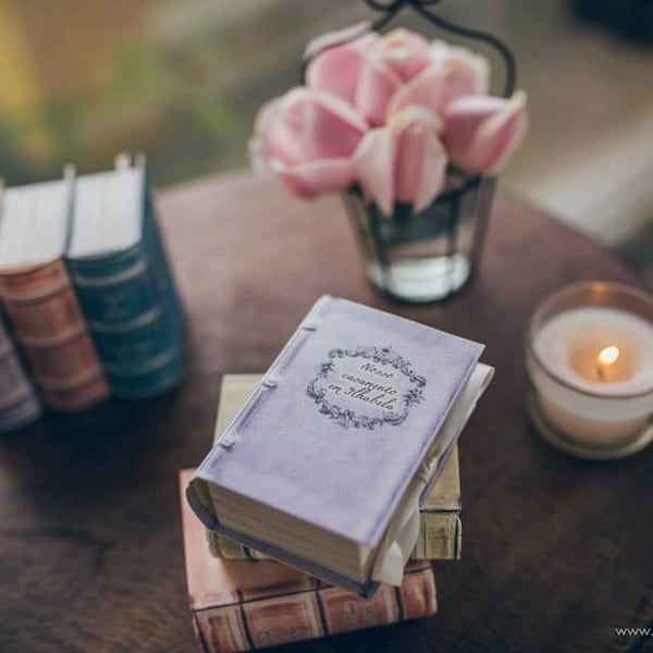 50 Personalized Vintage Book Favor Boxes • Handmade Elegant Wedding Bomboniere, Keepsake, Party Gift