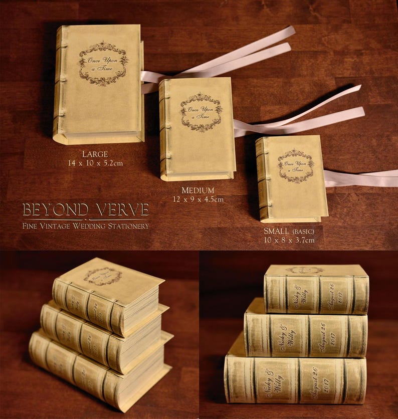 10 personalized unique wedding favor boxes / gift boxes / shower boxes like old styled books empty boxes image 2