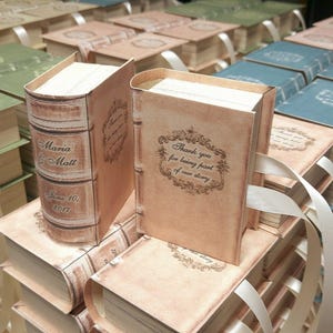 10 personalized unique wedding favor boxes / gift boxes / shower boxes like old styled books empty boxes image 8