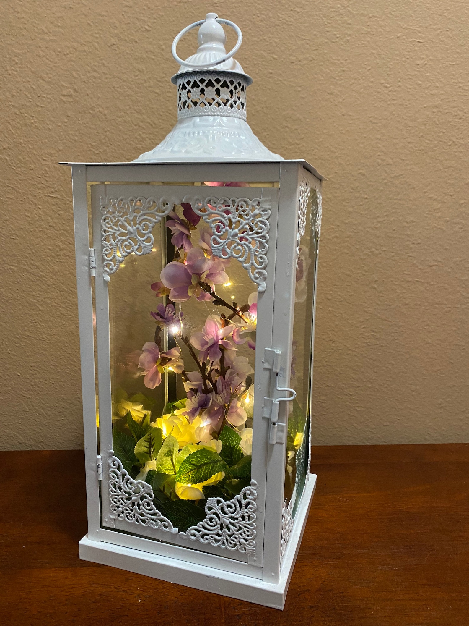 White Metal Lantern with Fairy Lights Wedding Decorative Etsy