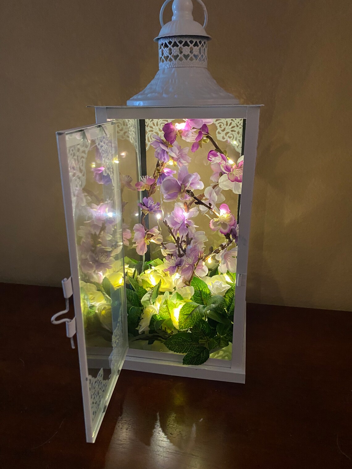 White Metal Lantern with Fairy Lights Wedding Decorative Etsy