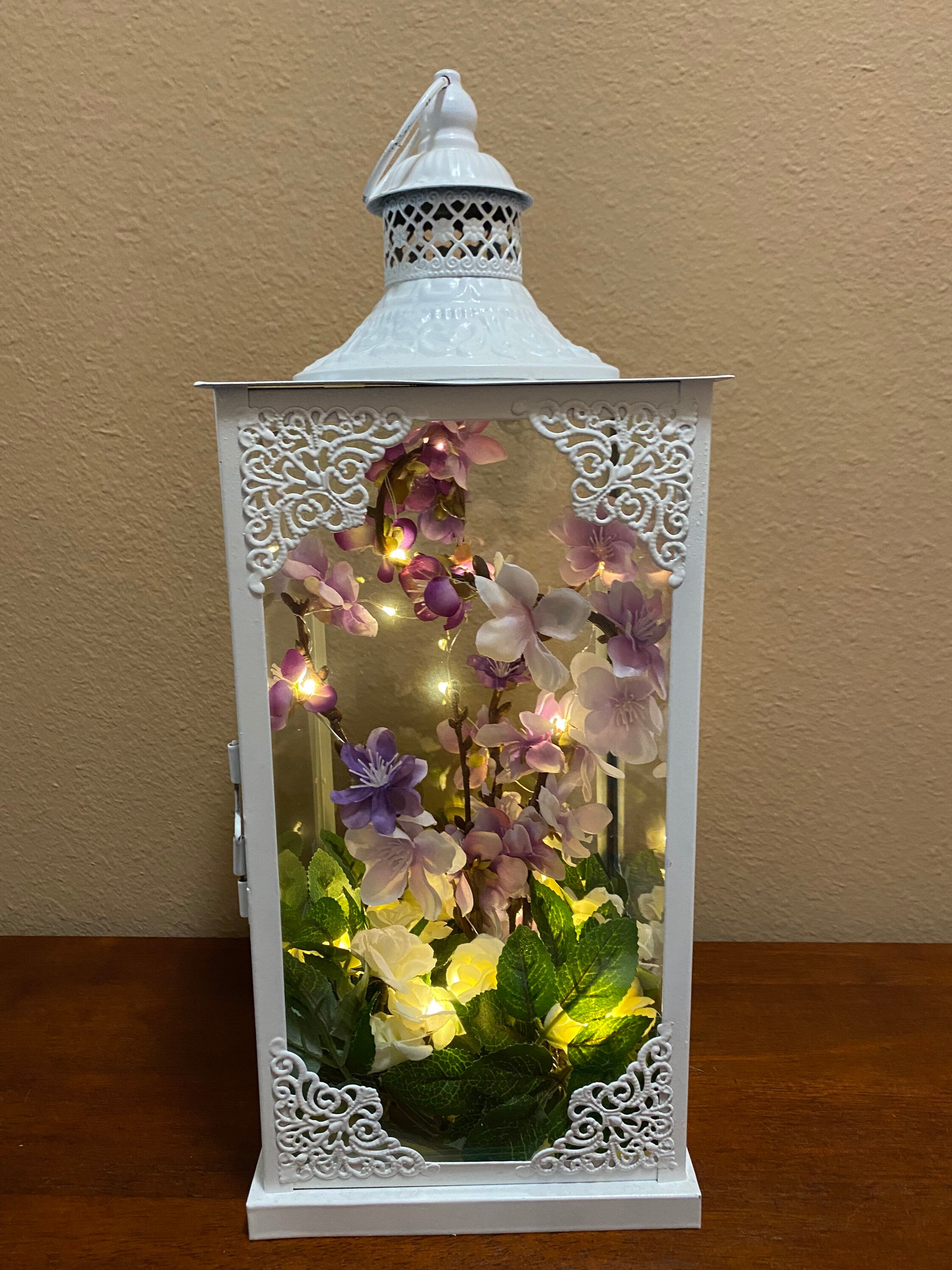 White Metal Lantern with Fairy Lights Wedding Decorative Etsy