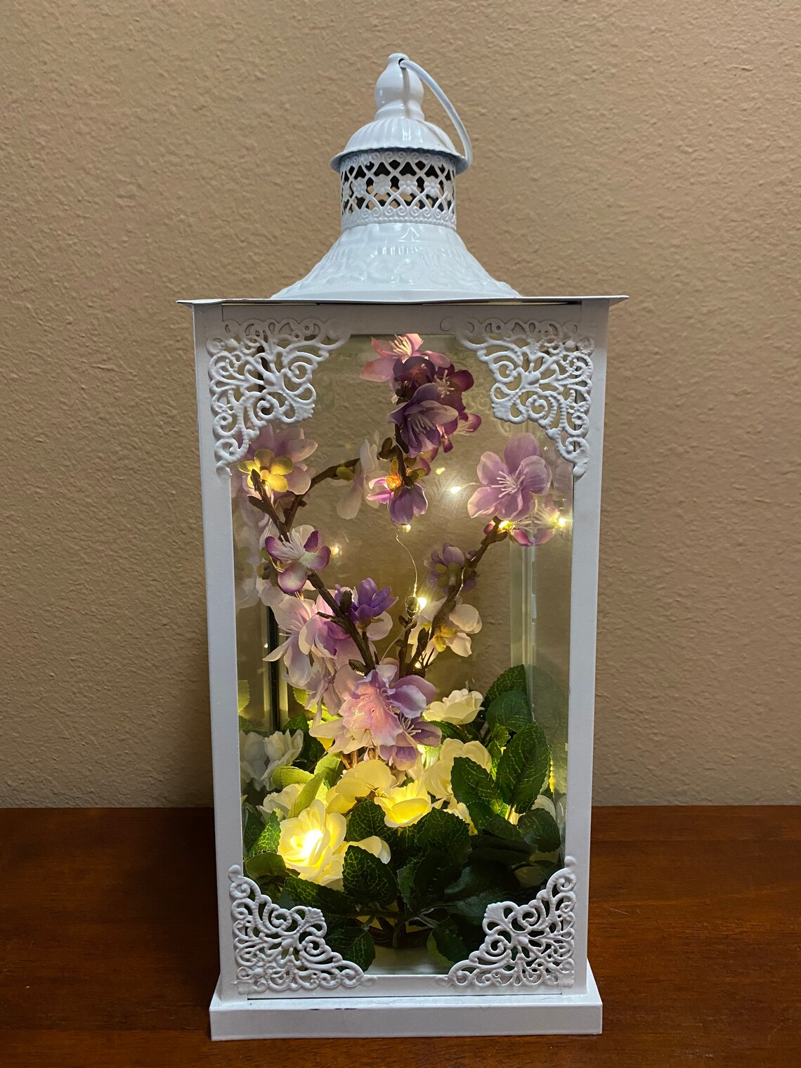 White Metal Lantern with Fairy Lights Wedding Decorative Etsy