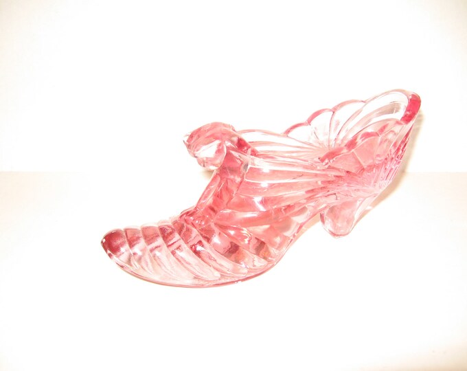 Vintage Fenton Pink Glass Shoe Etsy