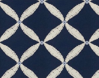 Fabricut Dual Console in Navy Embroidered Fabric 4 yards in 2 pieces