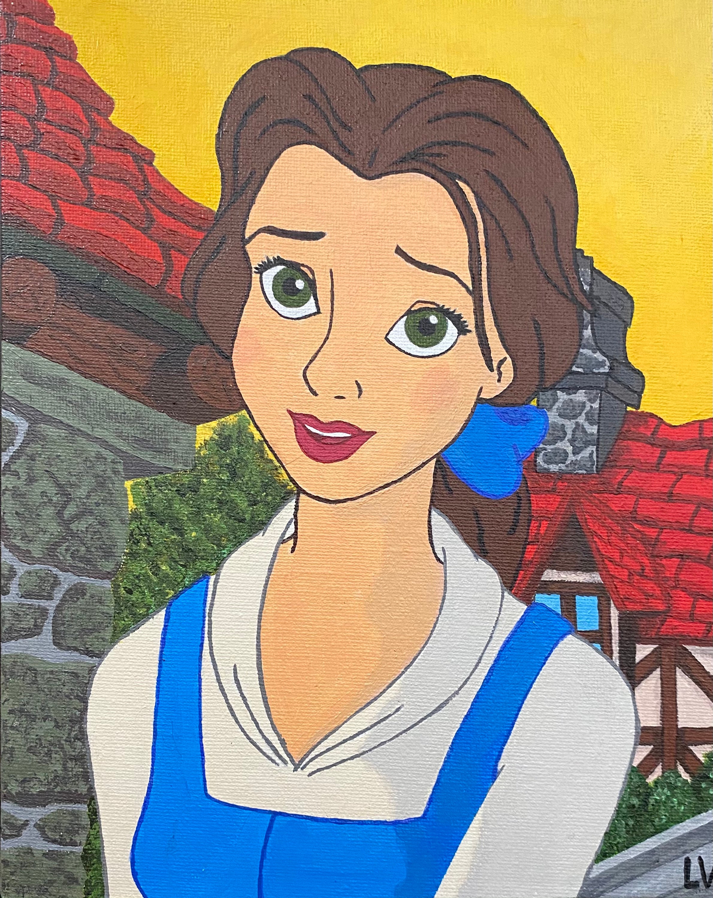 Belle Painting (blue Dress) - Etsy Belle Painting (blue Dress) - Etsy