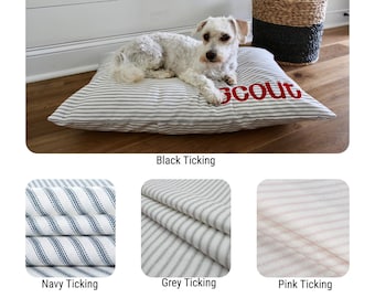 Funda de cama para perro con diseño de rayas, edredón personalizado para cama de perro, cama para perro estilo granja, linda cama para perro, cama lavable para mascotas