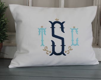 Nola Font Monogram Pillow Cover - 12 x 16 Decorative Pillow Cover - Custom Throw Pillow - Wedding - Anniversary - Baby - Housewarming - Dorm