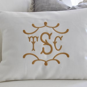 Chinoiserie Monogram Throw Pillow- Decorative Pillow Cover - Pagoda Font - 12 x 16 Pillow Cover