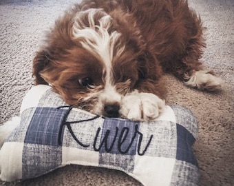 Custom Dog Bone Toy / Personalized Squeaky Dog Bone / New Puppy Toy / Personalized Dog Pillow / Gift for pet