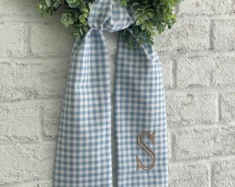 Wreath Sash - Custom Personalized Wreath Scarf - Linen Sash for Wreath - Front Door Wreath Sash