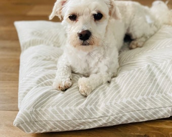 Cubierta de cama para perros Boho Herringbone, estera de cama para cajas de mascotas, edredón de cama para perros personalizado, cubierta de cama para perros chic de granja, cama para mascotas lavable